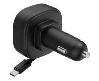Hama ŁADOWARKA SAMOCHODOWA 30W Z ZWIJANYM KABLEM 2 USB-C CZARNA - 1548502 - zdjęcie 2